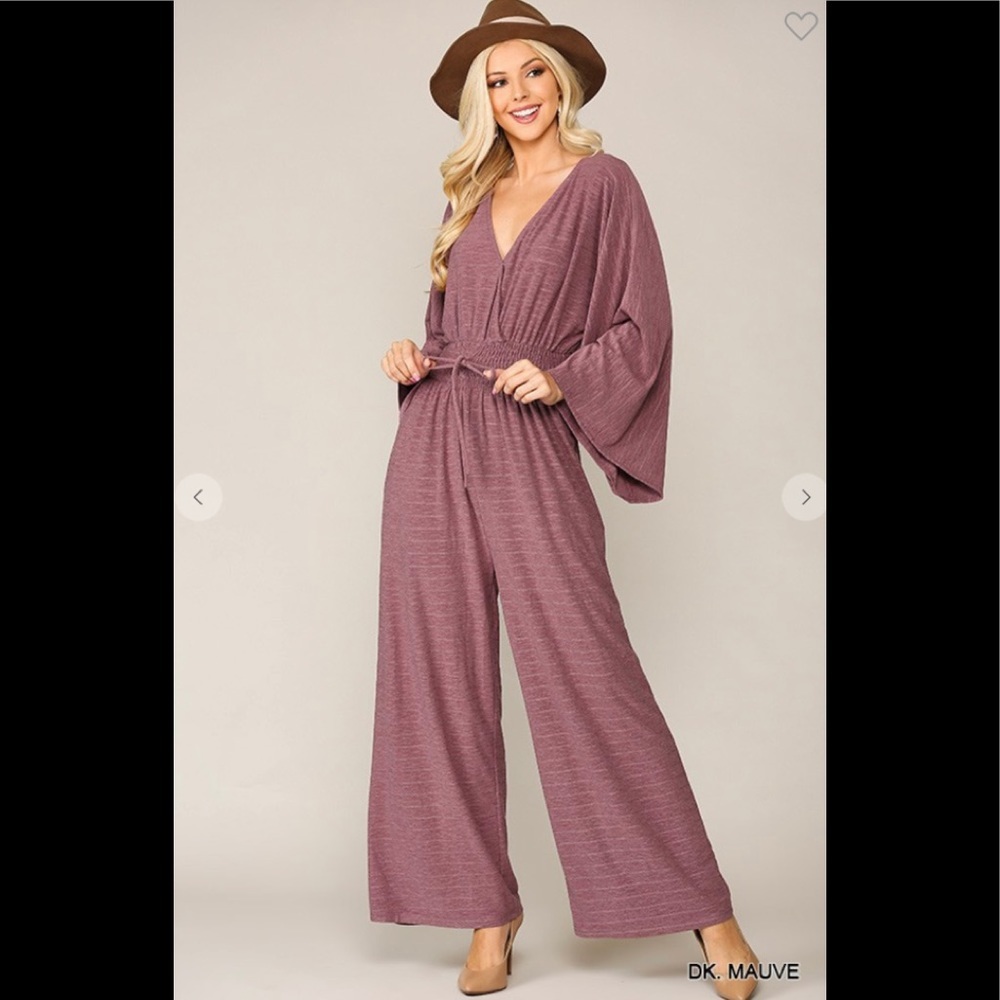 Textured knit pocket jumpsuit